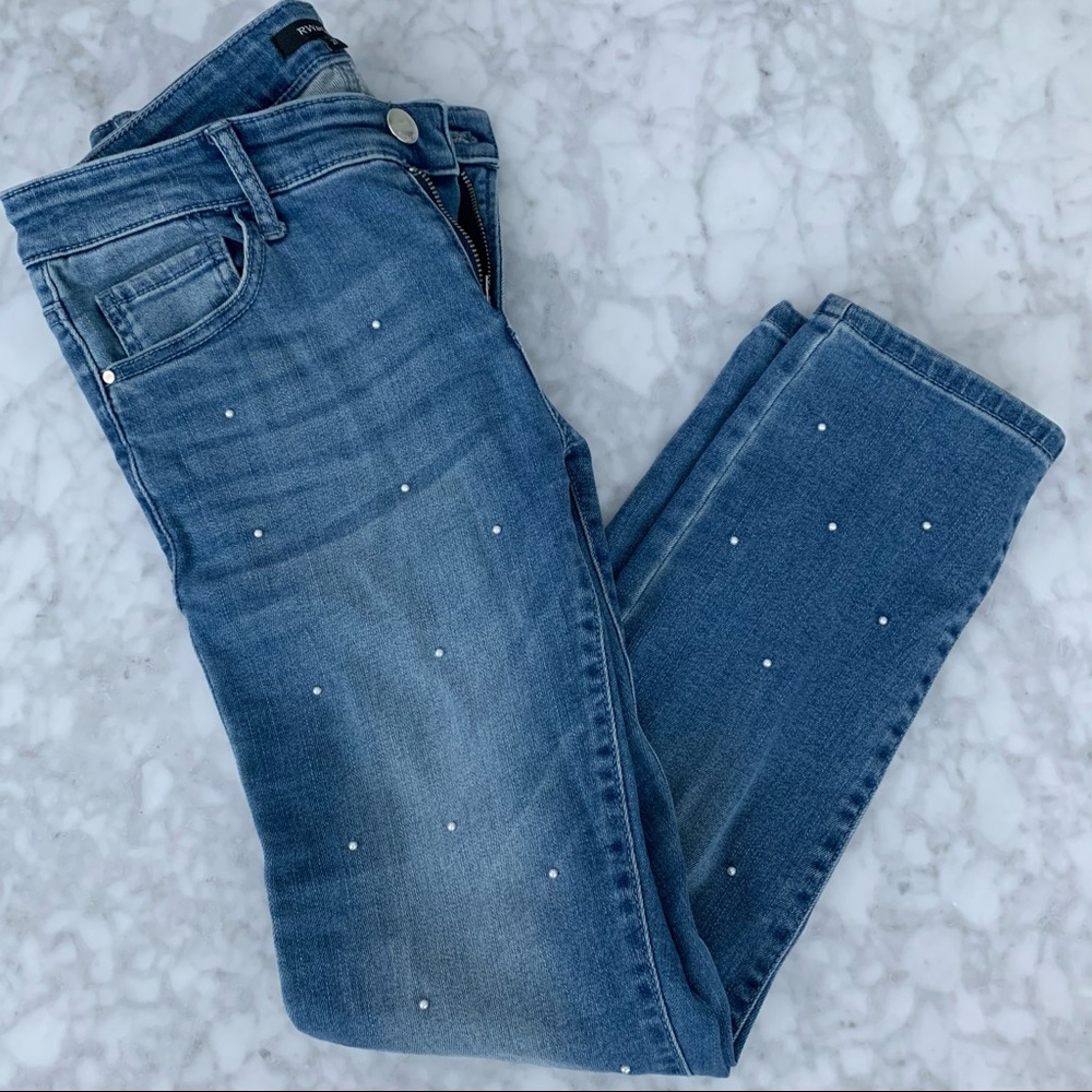 Blue jeans and pearl detail